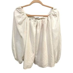 MM LAFLEUR Cotton Boatbeck Blouse Balloon Sleeve GUC Small Flaw Size M AD1009